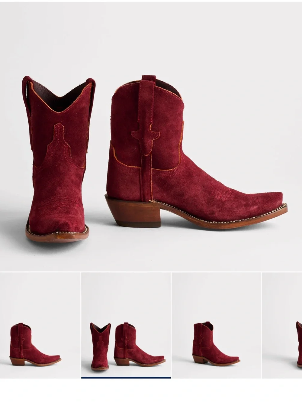 Lucchese Elena Wine Suede Western Ankle Boots